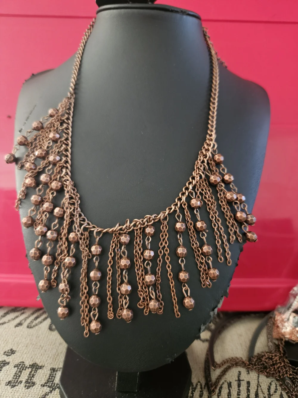 Copper Fringe Statement Necklace - Women Jewelry